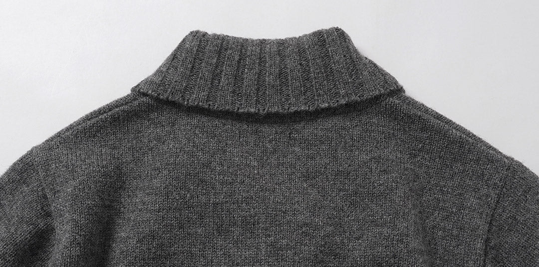 FUJITO / Shetland × Merino Lana Cuello Chal Suéter Tejido