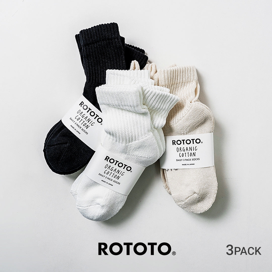 ROTOTO / Organic Daily 3-Pack Mini Crew Socks
