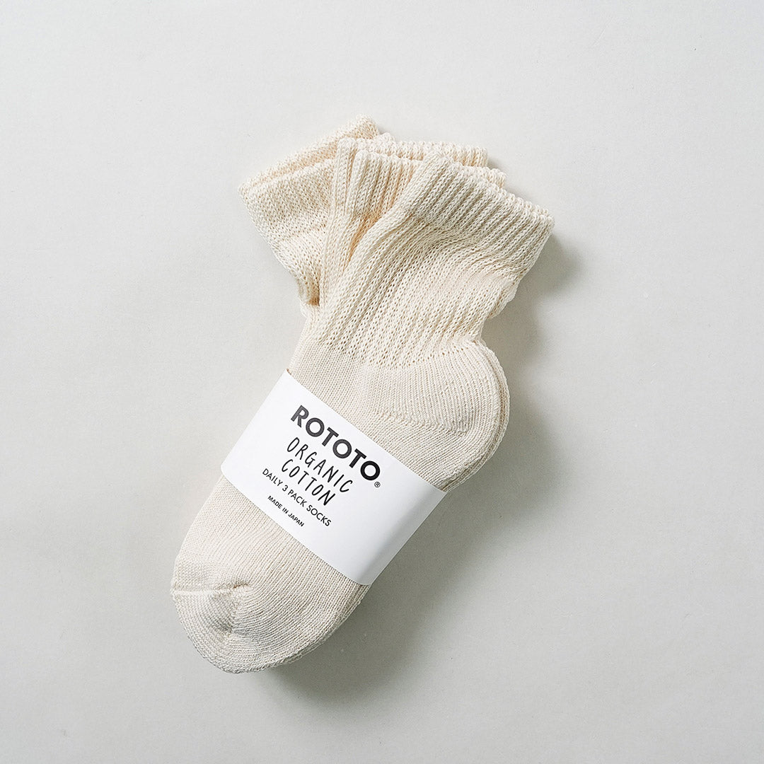 ROTOTO / Organic Daily 3-Pack Mini Crew Socks