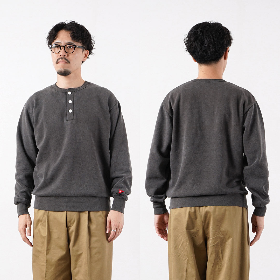HEALTHKNIT / Sweat classique col Henley (finition vintage)