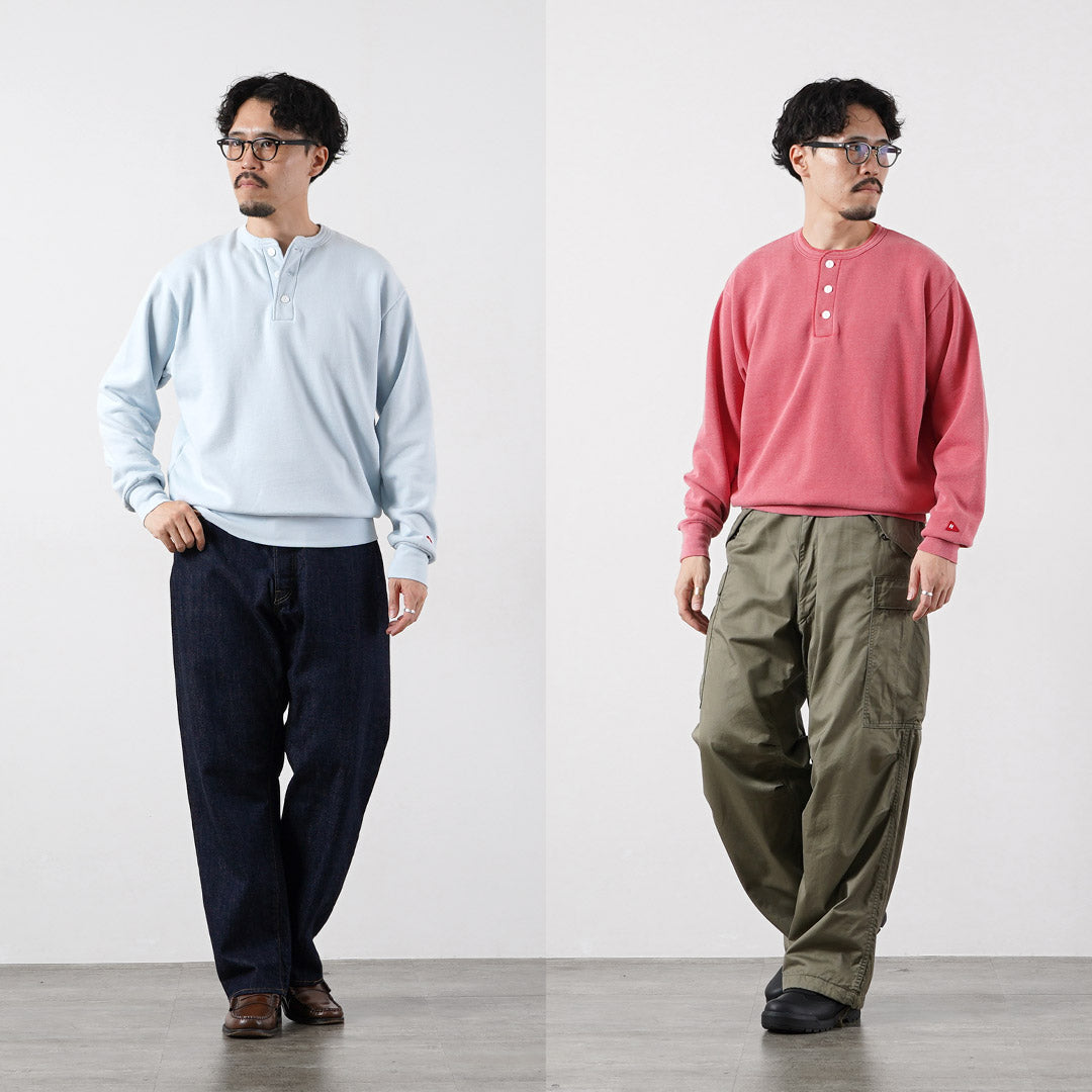 HEALTHKNIT / Sweat classique col Henley (finition vintage)