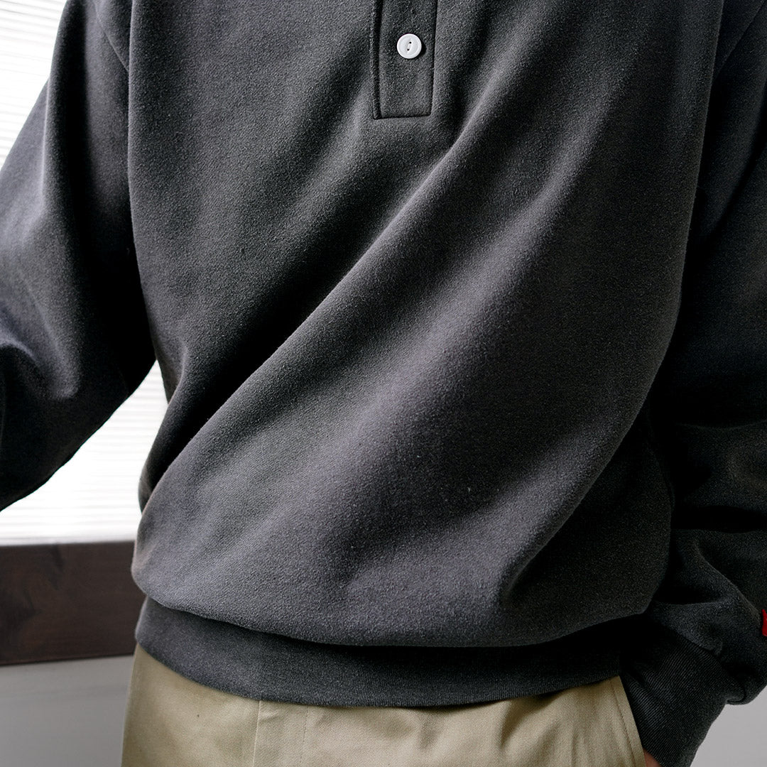 HEALTHKNIT / Sweat classique col Henley (finition vintage)