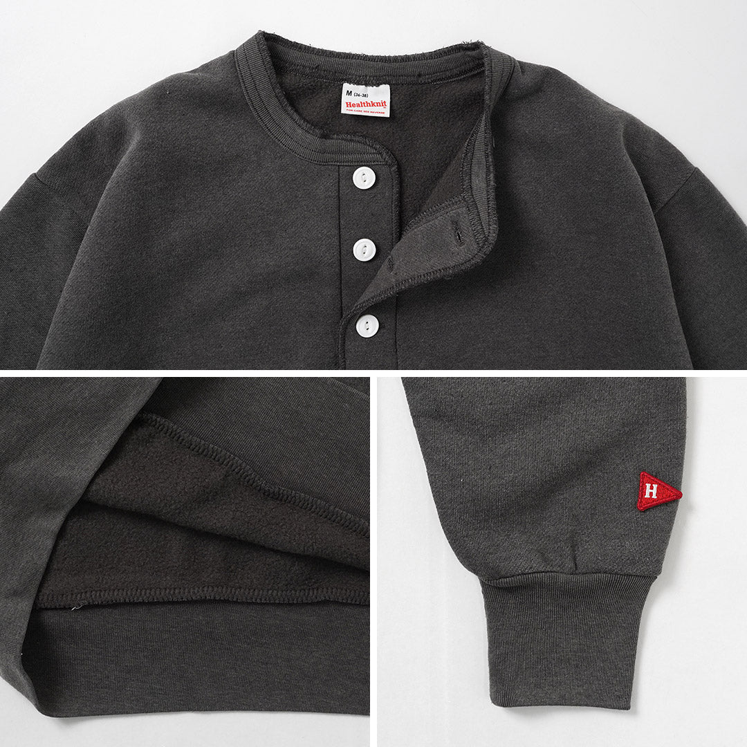 HEALTHKNIT / Sweat classique col Henley (finition vintage)