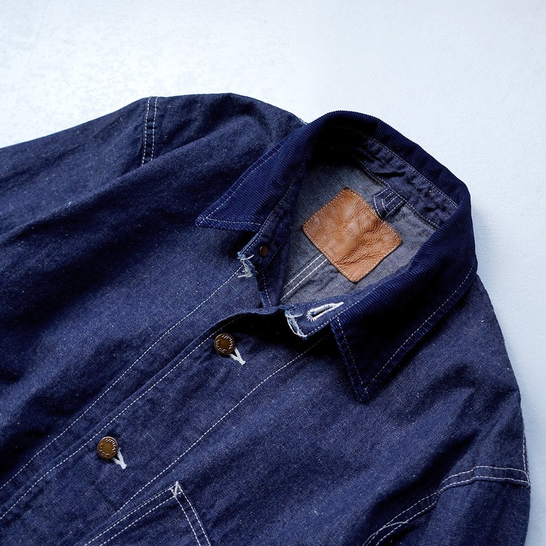 REMI RELIEF / 9.5oz Corduroy Collar Nep Denim Coverall