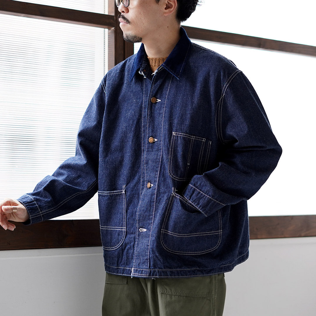 REMI RELIEF / 9.5oz Corduroy Collar Nep Denim Coverall