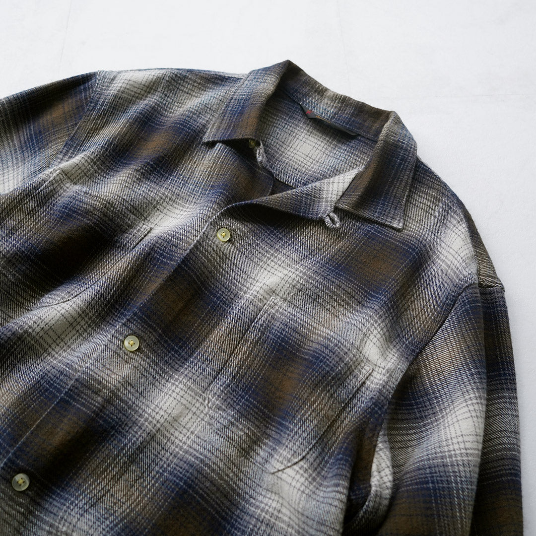 TOWNCRAFT / Flannel Check Loop Collar Long Sleeve Shirt