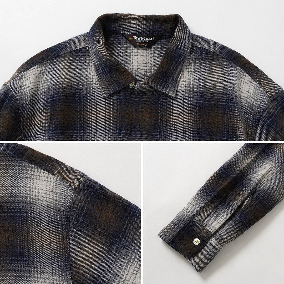 TOWNCRAFT / Flannel Check Loop Collar Long Sleeve Shirt