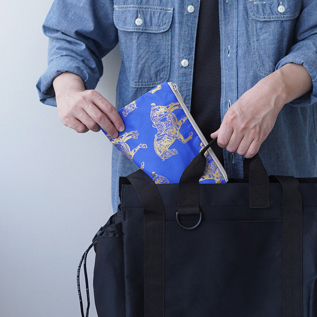 MIKAMI / Hand-Printed Multi-Zip Nylon Pouch