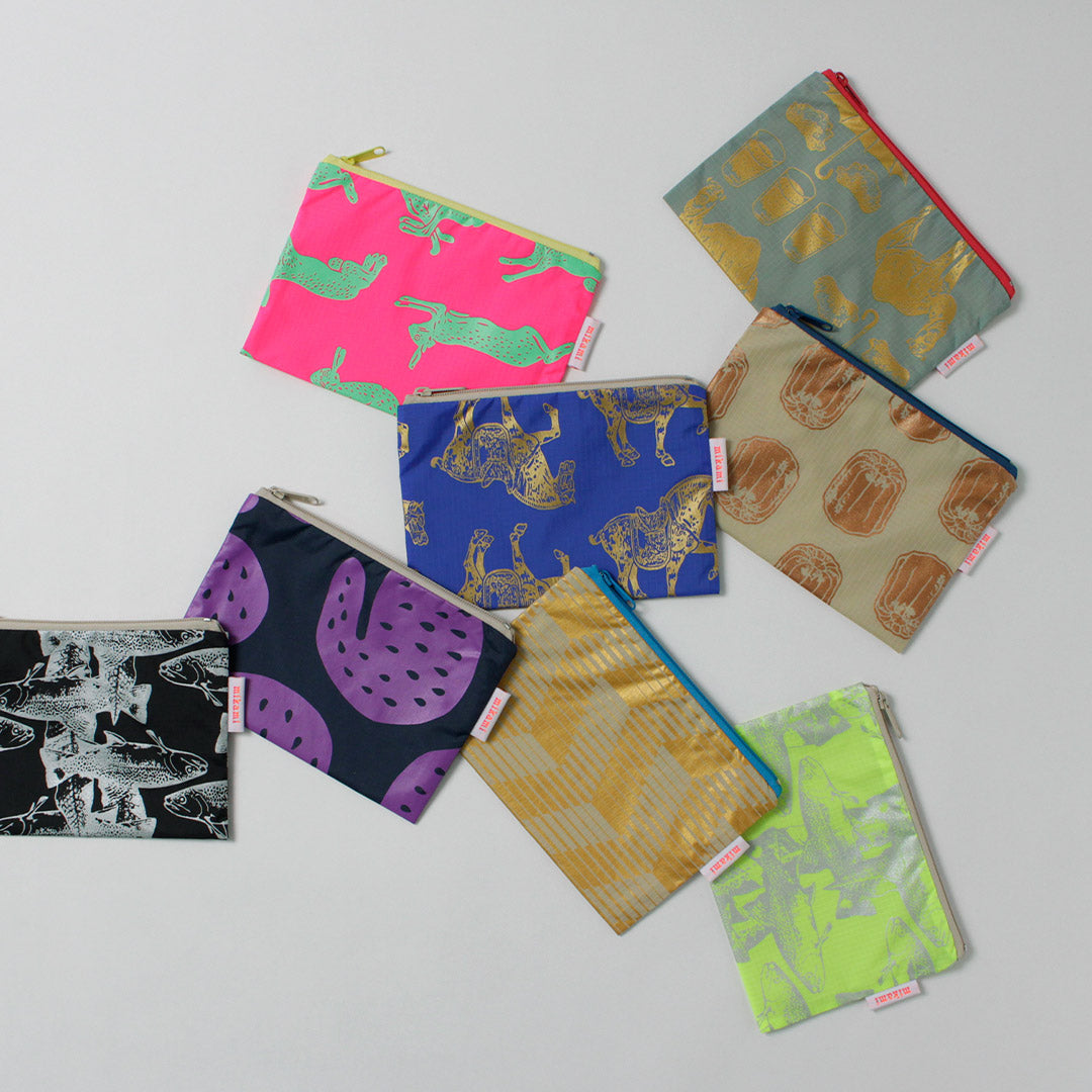 MIKAMI / Hand-Printed Multi-Zip Nylon Pouch