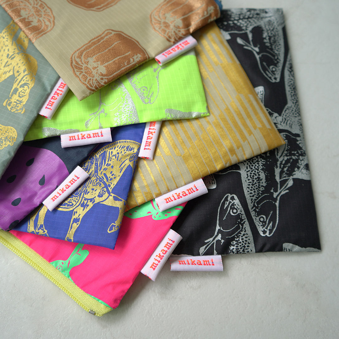 MIKAMI / Hand-Printed Multi-Zip Nylon Pouch