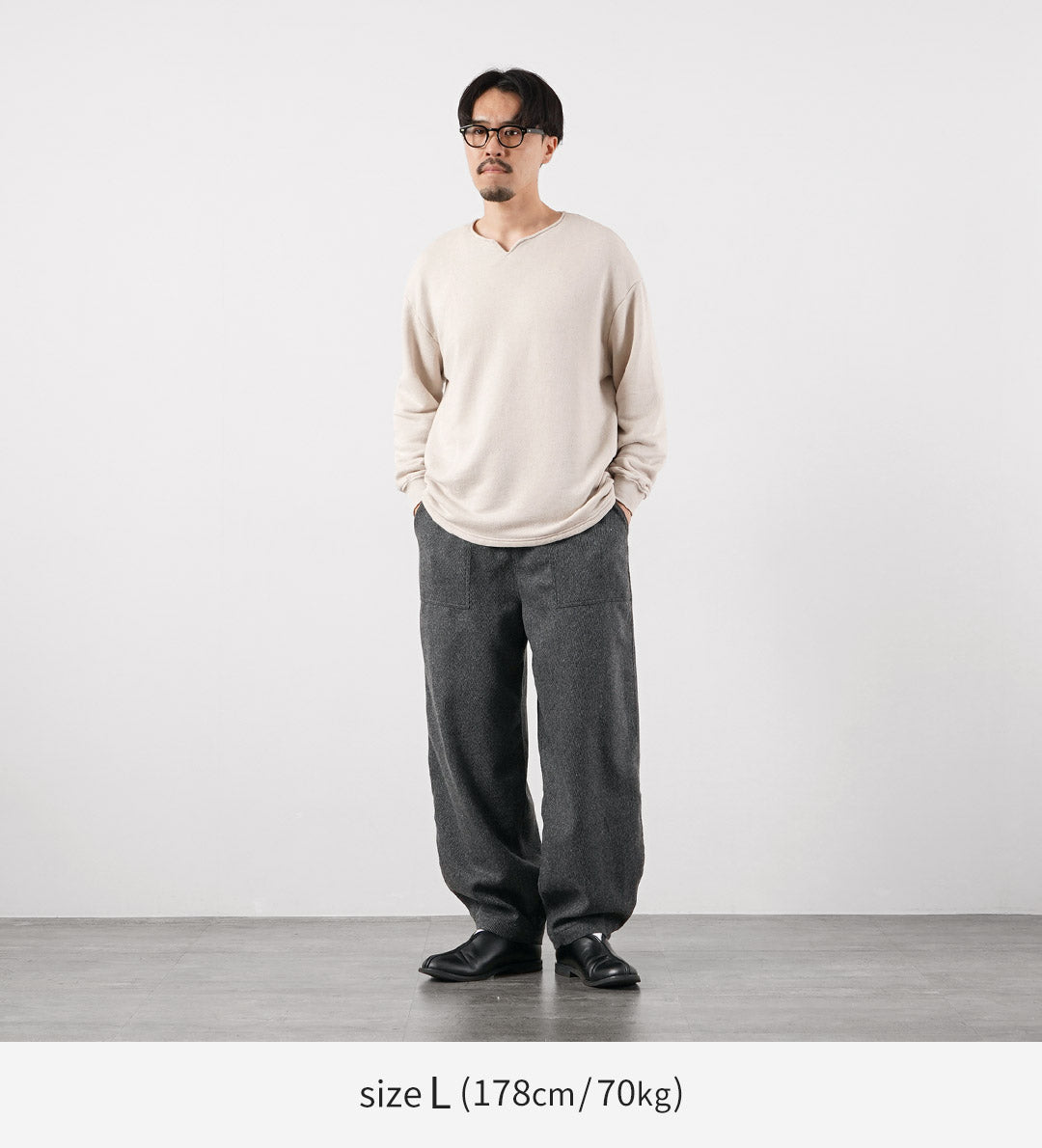 KEMA DESIGNS / Wool Cashmere Kersey Wide-Tapered Baker Easy Pants
