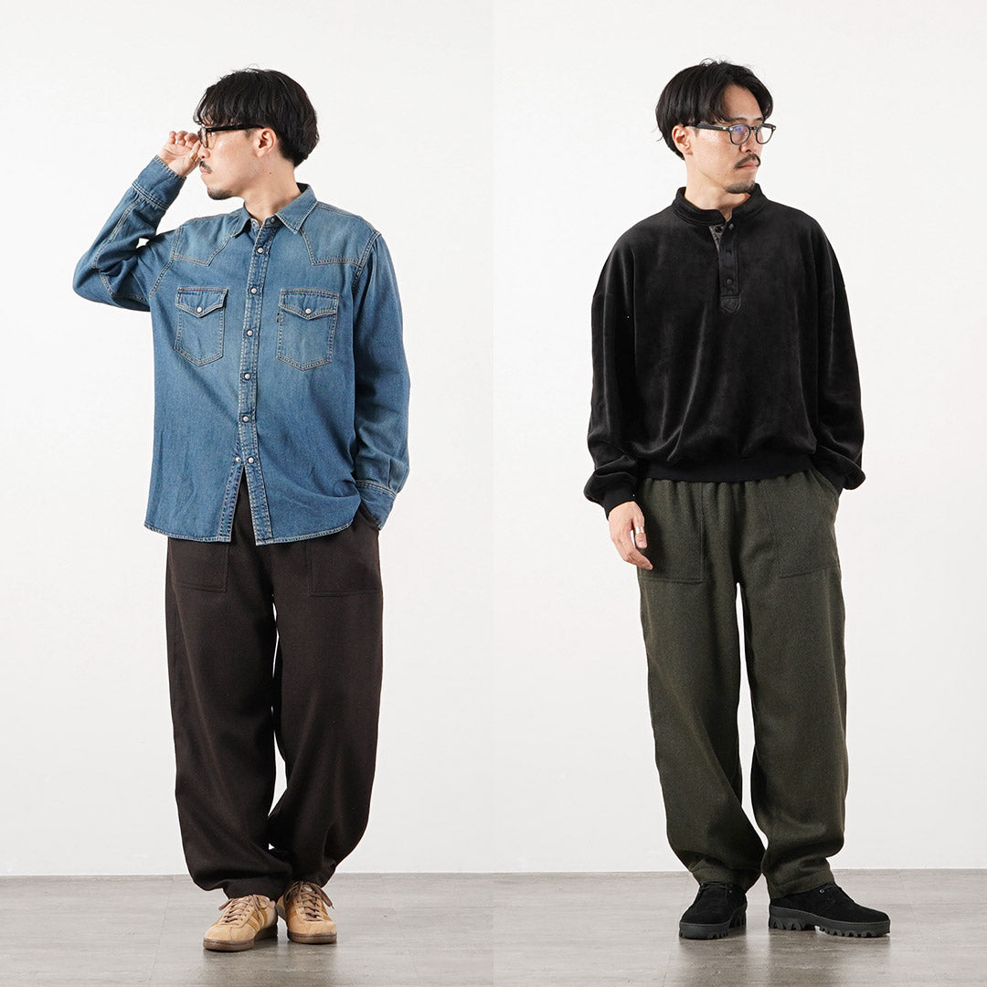KEMA DESIGNS / Wool Cashmere Kersey Wide-Tapered Baker Easy Pants