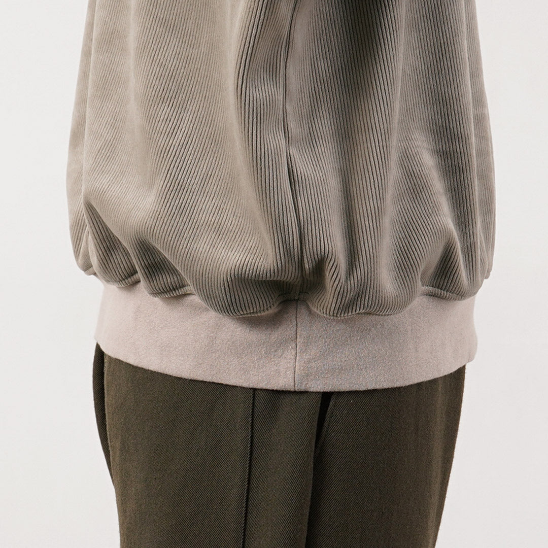 RAG / Corduroy-Like Stand Collar Henley Pullover Fleece