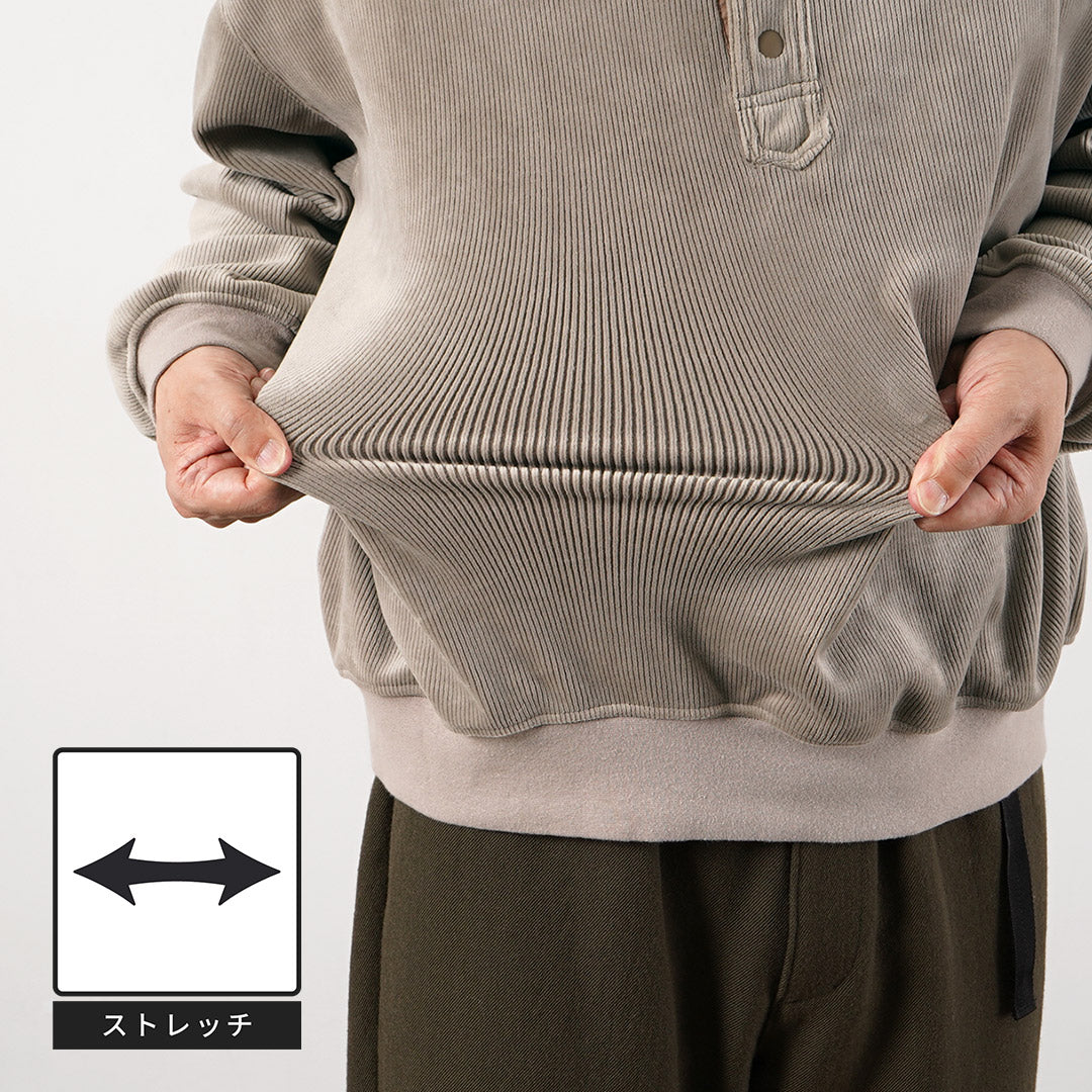 RAG / Corduroy-Like Stand Collar Henley Pullover Fleece