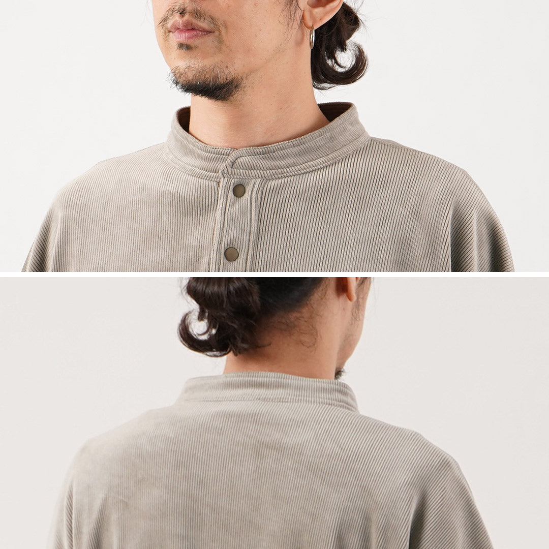 RAG / Corduroy-Like Stand Collar Henley Pullover Fleece