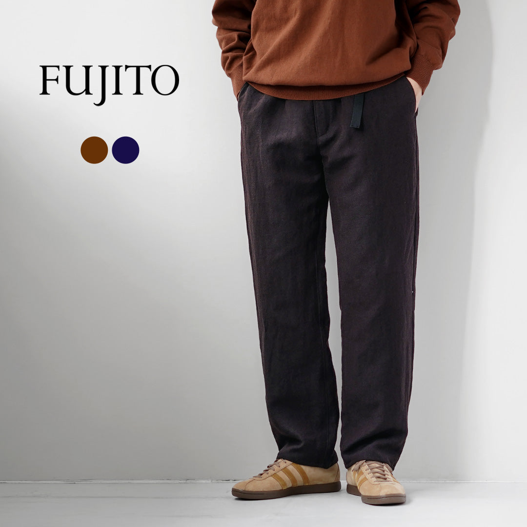 FUJITO / Naun Pantalon Sans Ceinture Laine Lin Serge